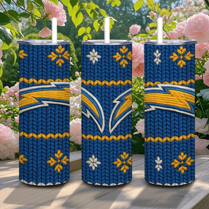 ColorFlow | Los Angeles Chargers Inspired Seamless Sweater 20oz Skinny Tumbler with Straw