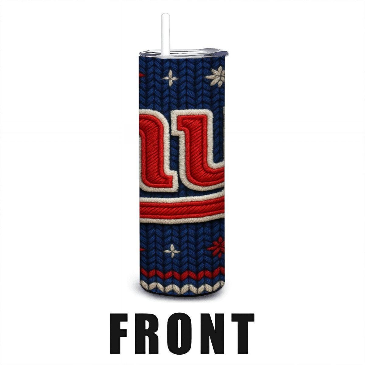 ColorFlow | New York Giants Inspired Seamless Sweater 20oz Skinny Tumbler with Straw