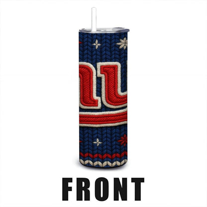 ColorFlow | New York Giants Inspired Seamless Sweater 20oz Skinny Tumbler with Straw