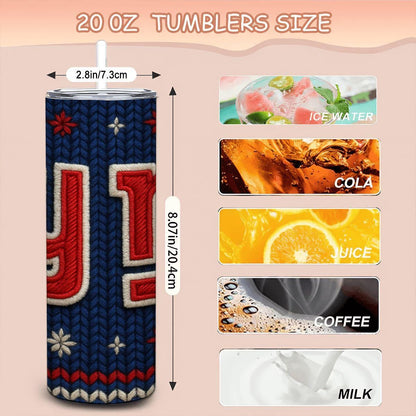ColorFlow | New York Giants Inspired Seamless Sweater 20oz Skinny Tumbler with Straw