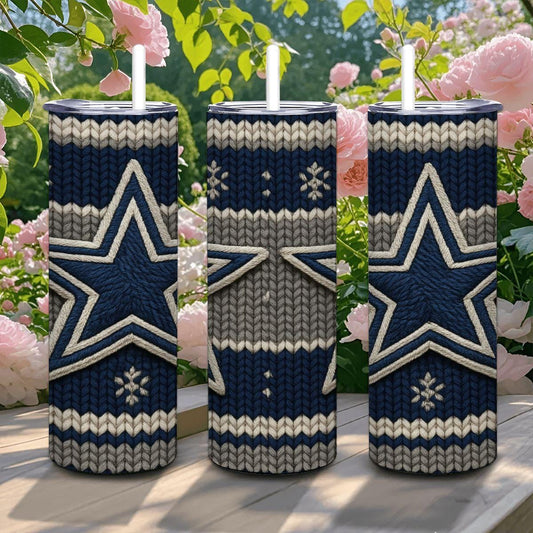 ColorFlow | Dallas Cowboys Inspired Seamless Sweater 20oz Skinny Tumbler with Straw