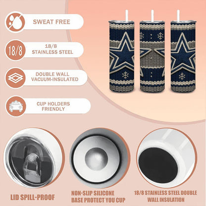 ColorFlow | Dallas Cowboys Inspired Seamless Sweater 20oz Skinny Tumbler with Straw