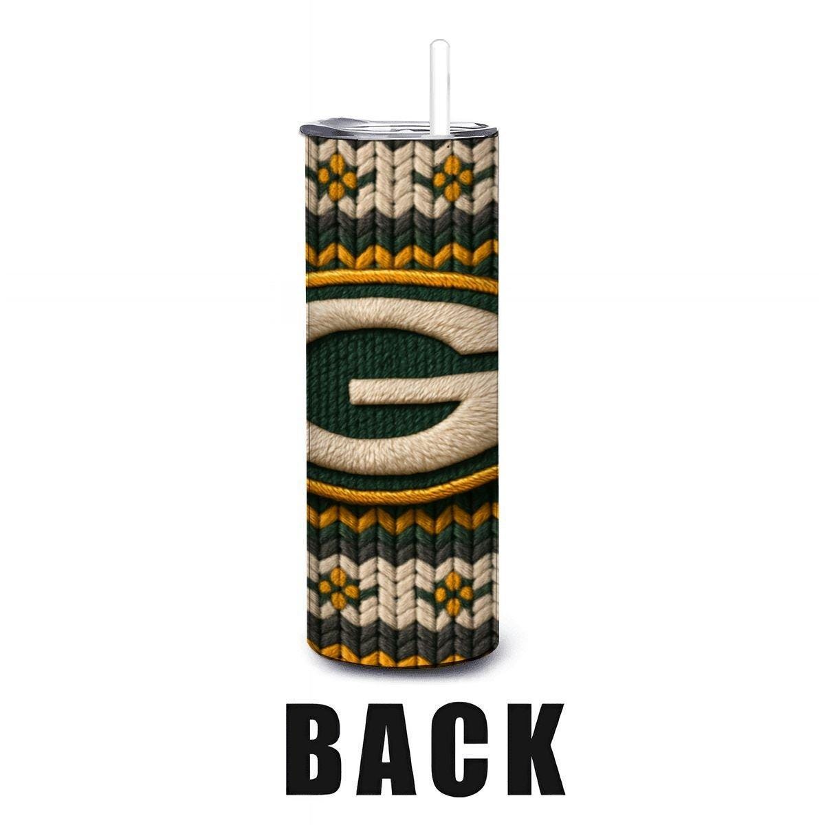 ColorFlow | Green Bay Packers Inspired Seamless Sweater 20oz Skinny Tumbler with Straw