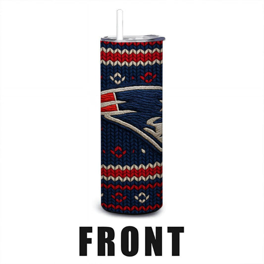 ColorFlow | New England Patriots Inspired Seamless Sweater 20oz Skinny Tumbler with Straw