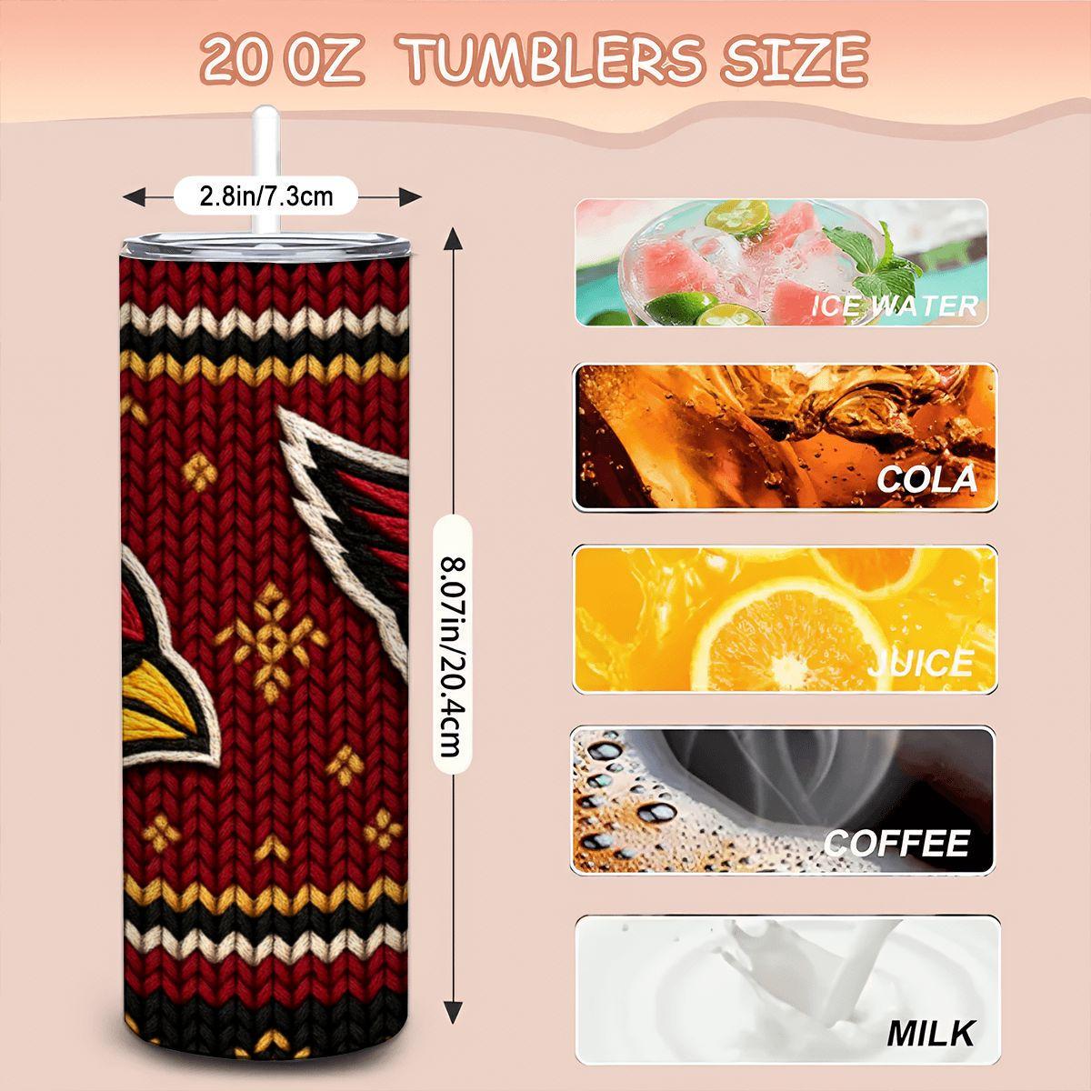 ColorFlow | Arizona Cardinals Inspired Seamless Sweater 20oz Skinny Tumbler with Straw