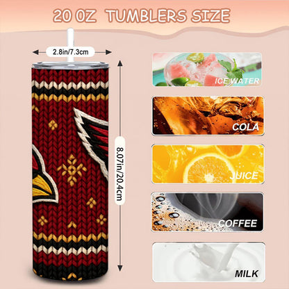 ColorFlow | Arizona Cardinals Inspired Seamless Sweater 20oz Skinny Tumbler with Straw