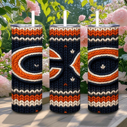 ColorFlow | Chicago Bears Inspired Seamless Sweater 20oz Skinny Tumbler with Straw