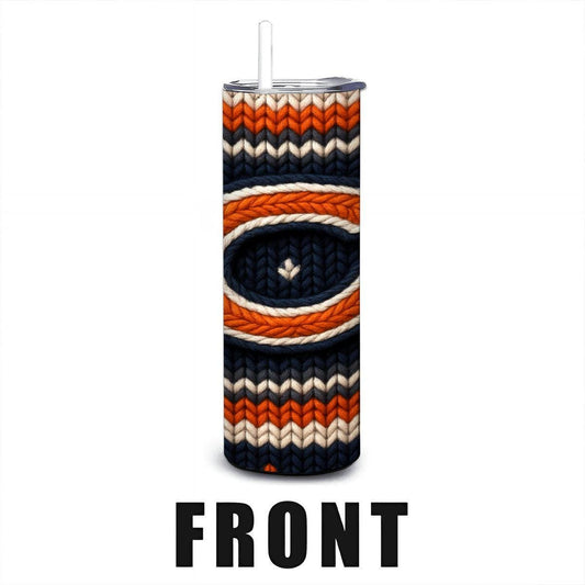 ColorFlow | Chicago Bears Inspired Seamless Sweater 20oz Skinny Tumbler with Straw