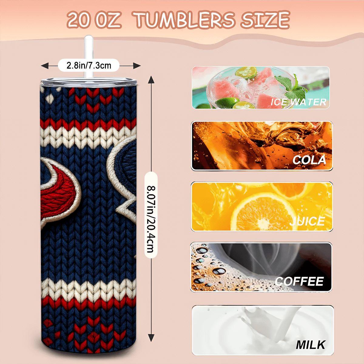 ColorFlow | Houston Texans Inspired Seamless Sweater 20oz Skinny Tumbler with Straw