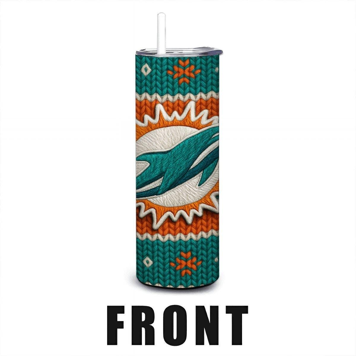 ColorFlow | Miami Dolphins Inspired Seamless Sweater 20oz Skinny Tumbler with Straw