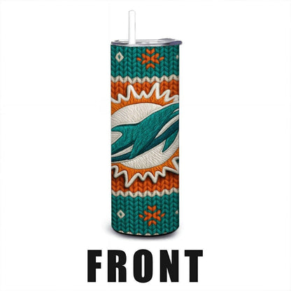 ColorFlow | Miami Dolphins Inspired Seamless Sweater 20oz Skinny Tumbler with Straw
