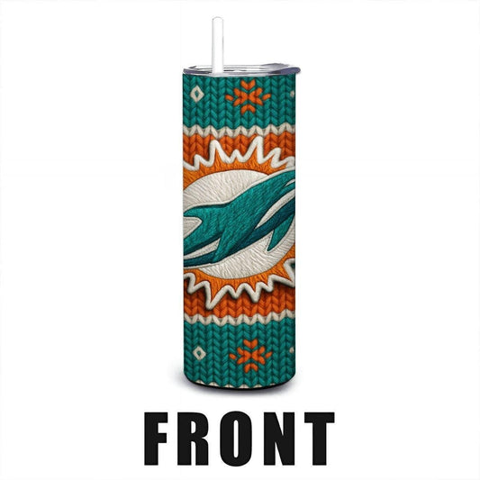 ColorFlow | Miami Dolphins Inspired Seamless Sweater 20oz Skinny Tumbler with Straw
