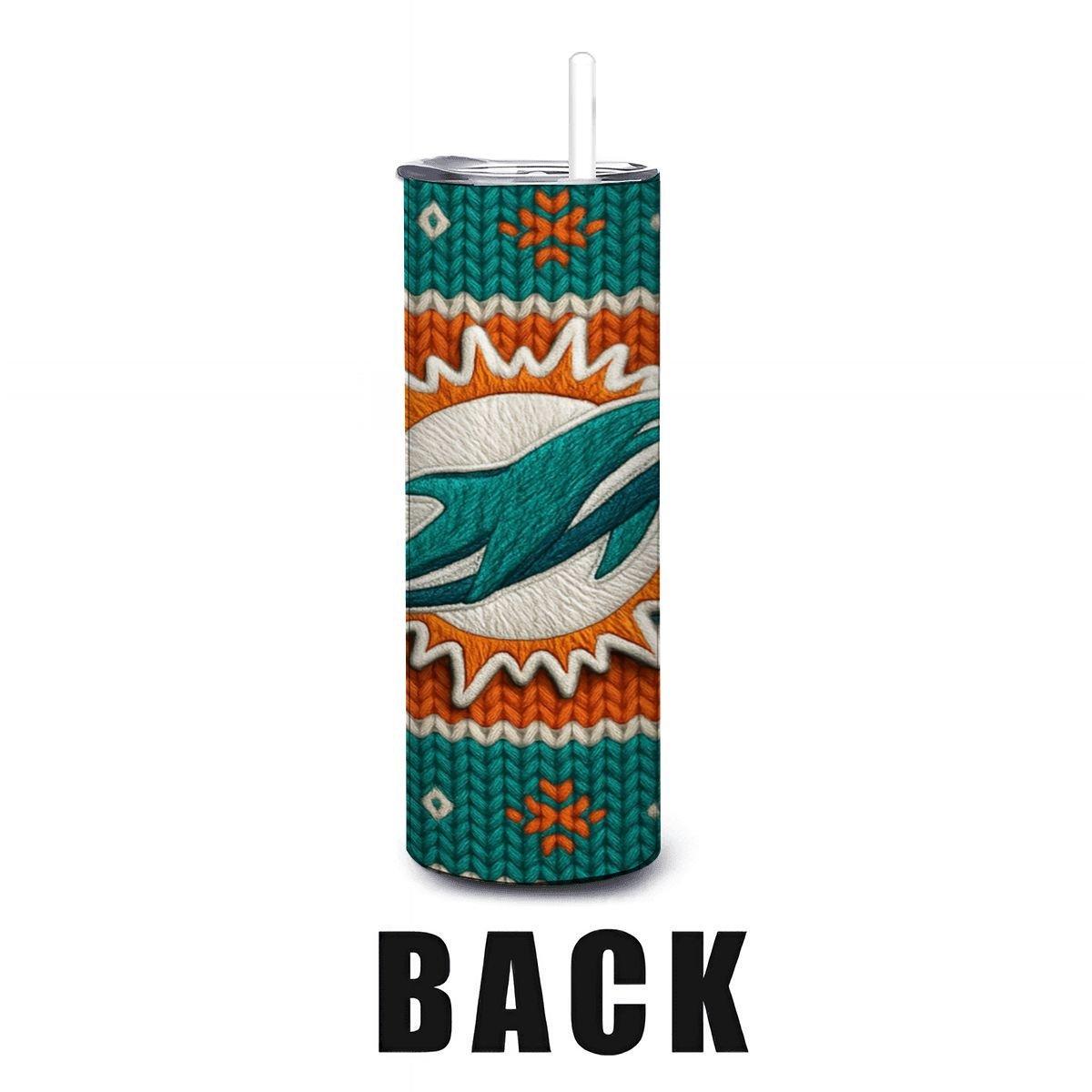 ColorFlow | Miami Dolphins Inspired Seamless Sweater 20oz Skinny Tumbler with Straw
