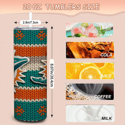 ColorFlow | Miami Dolphins Inspired Seamless Sweater 20oz Skinny Tumbler with Straw