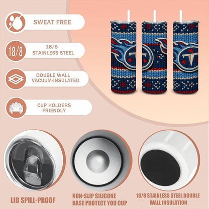 ColorFlow | Tennessee Titans Inspired Seamless Sweater 20oz Skinny Tumbler with Straw