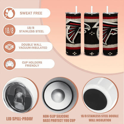 ColorFlow | Atlanta Falcons Inspired Seamless Sweater 20oz Skinny Tumbler with Straw