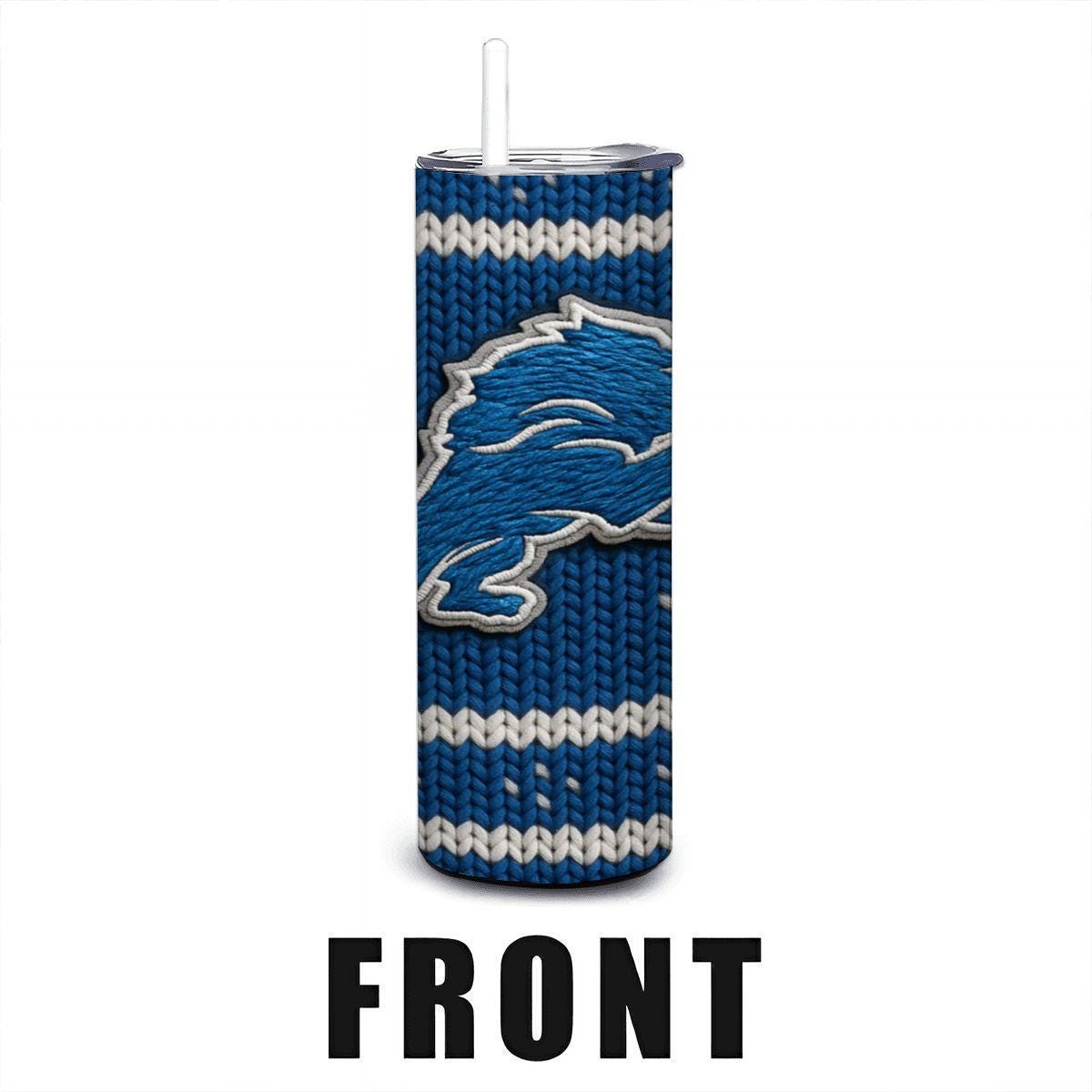 ColorFlow | Detroit Lions Inspired Seamless Sweater 20oz Skinny Tumbler with Straw