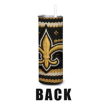 ColorFlow | New Orleans Saints Inspired Seamless Sweater 20oz Skinny Tumbler with Straw
