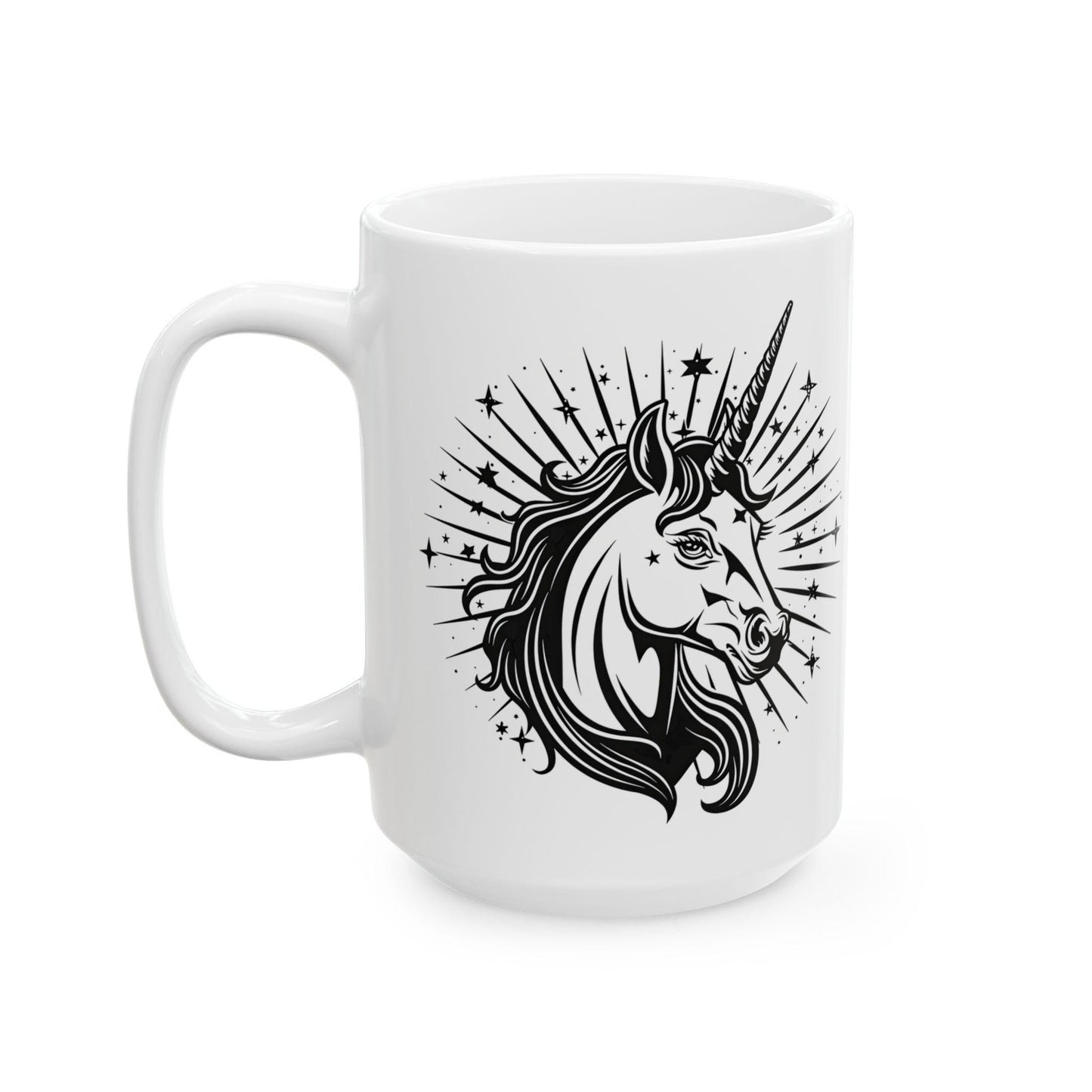 Celestial Unicorn Mug | 15oz Ceramic Coffee Cup, Mystical Star Art