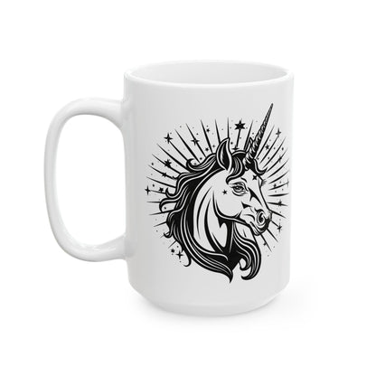Celestial Unicorn Mug | 15oz Ceramic Coffee Cup, Mystical Star Art