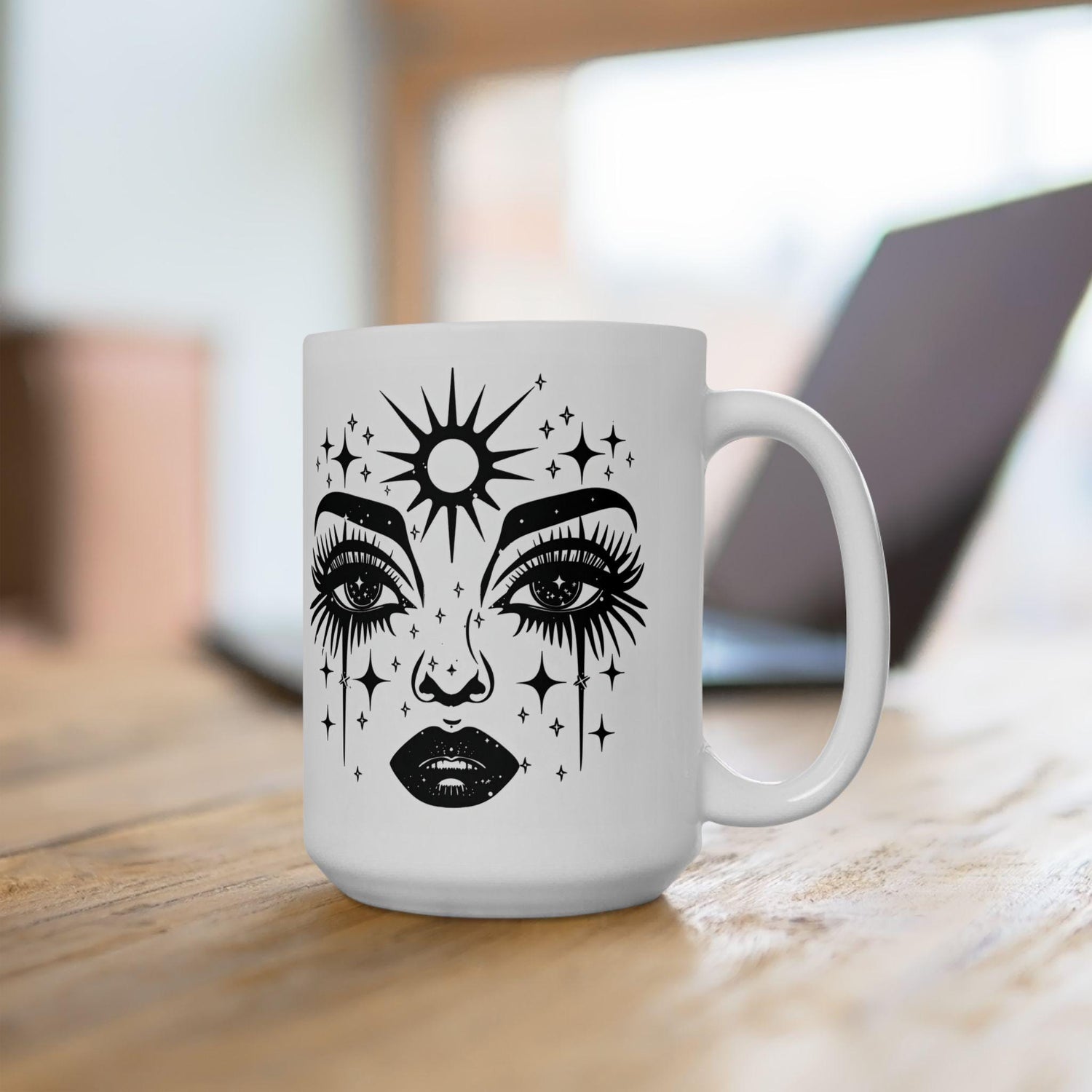 Celestial Goddess Mug | Witchy Cosmic Eyes Art Coffee Cup