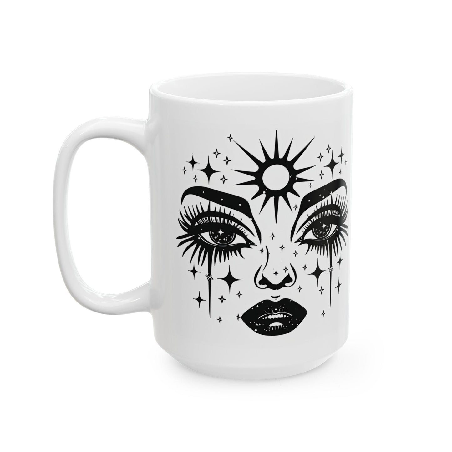Celestial Goddess Mug | Witchy Cosmic Eyes Art Coffee Cup