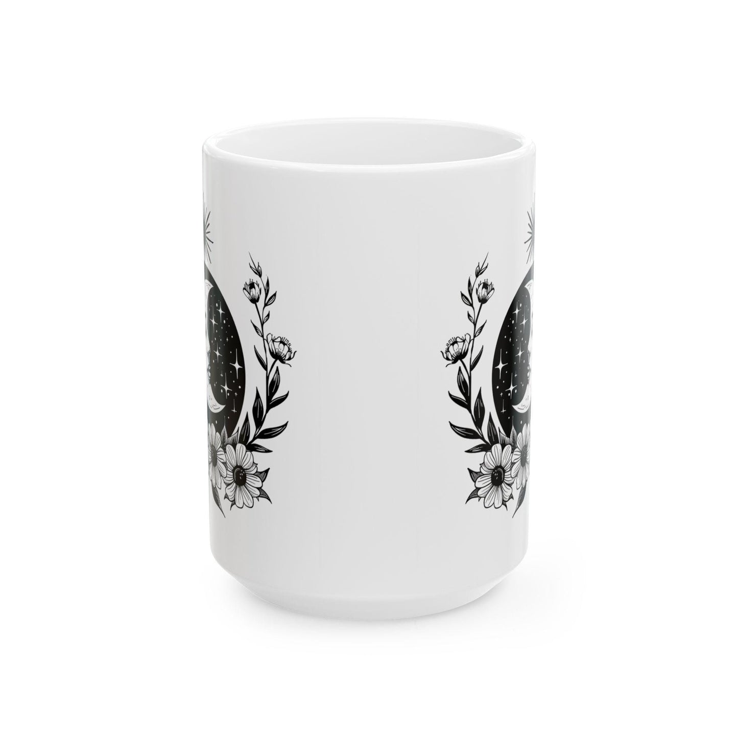 Floral Crescent Moon Mug | Witchy Celestial Coffee Cup