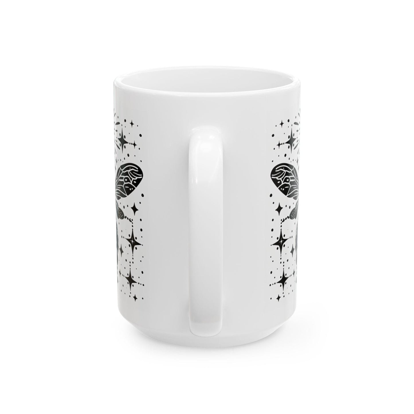 ColorFlow | Celestial Bee Mug | Cosmic Insect 15oz Ceramic Coffee Cup | Witchy Bee Art Mug Gift for Nature Lovers