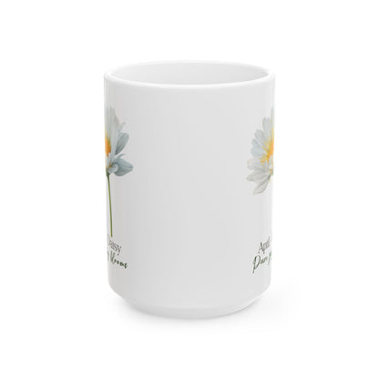 ColorFlow | April Daisy Pure Joy Blooms Mug | Floral 15oz Coffee Cup | Birth Flower Gift | Spring Nature Inspired Drinkware