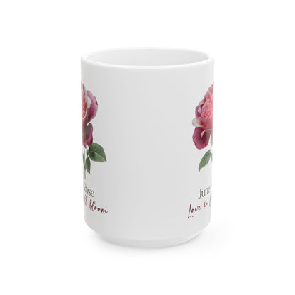 June Birth Flower Mug | Rose Floral Coffee Cup, Botanical Gift
