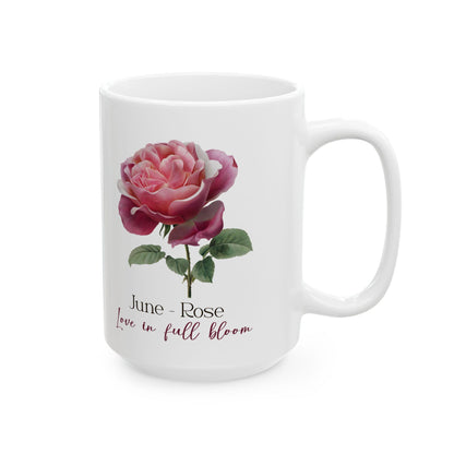 June Birth Flower Mug | Rose Floral Coffee Cup, Botanical Gift