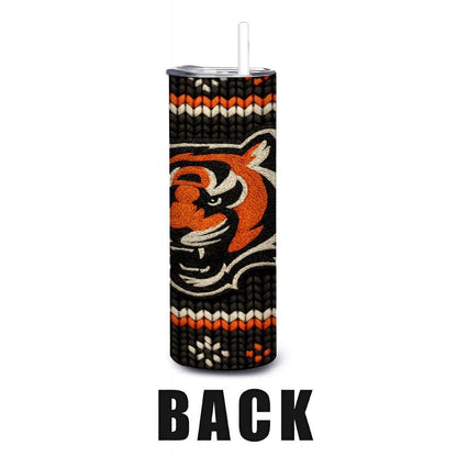 ColorFlow | Cincinnati Bengals Inspired Seamless Sweater 20oz Skinny Tumbler with Straw