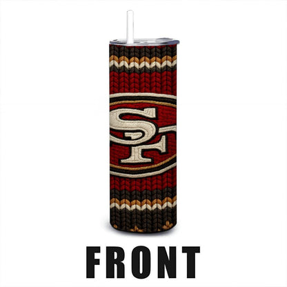 ColorFlow | San Francisco 49ers Inspired Seamless Sweater 20oz Skinny Tumbler with Straw