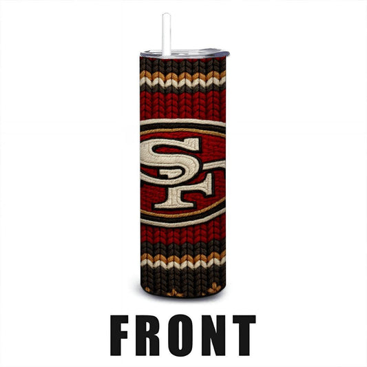 ColorFlow | San Francisco 49ers Inspired Seamless Sweater 20oz Skinny Tumbler with Straw