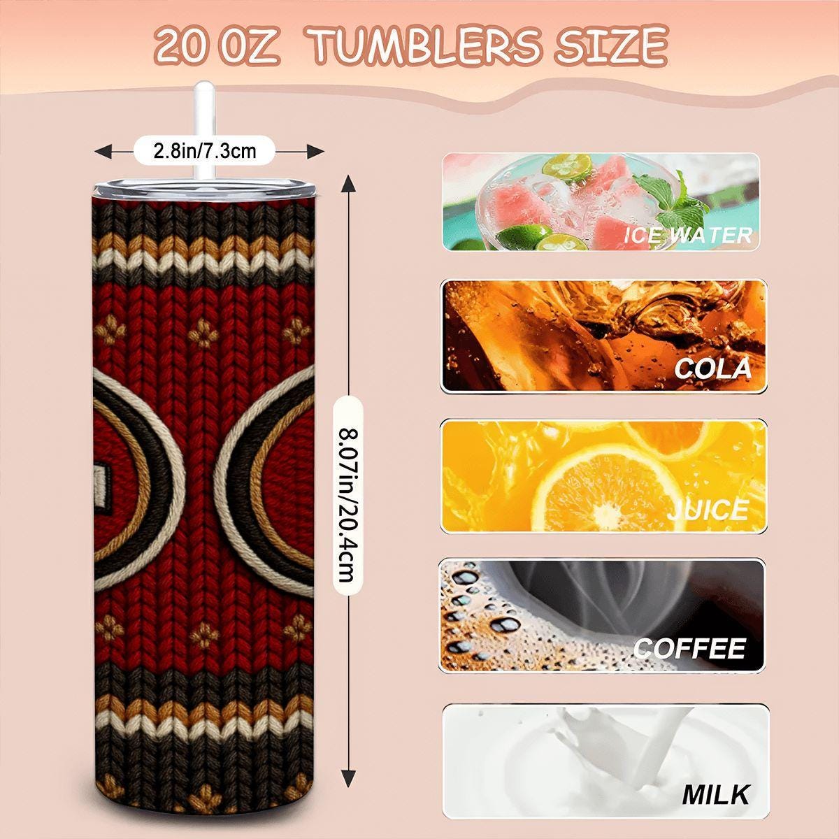 ColorFlow | San Francisco 49ers Inspired Seamless Sweater 20oz Skinny Tumbler with Straw