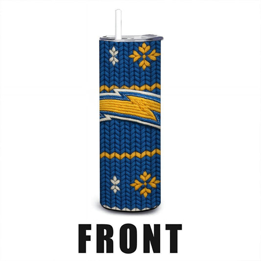 ColorFlow | Los Angeles Chargers Inspired Seamless Sweater 20oz Skinny Tumbler with Straw