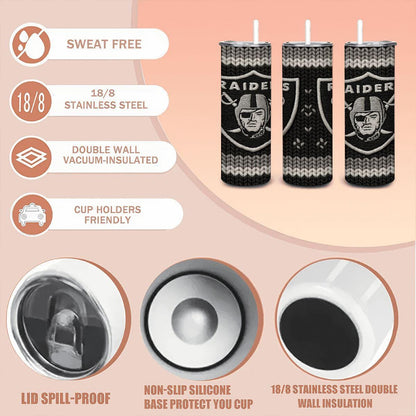 ColorFlow | Las Vegas Raiders Inspired Seamless Sweater 20oz Skinny Tumbler with Straw
