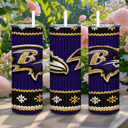 ColorFlow | Baltimore Ravens Inspired Seamless Sweater 20oz Skinny Tumbler with Straw