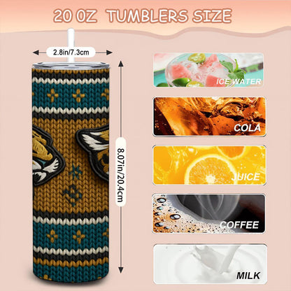 ColorFlow | Jacksonville Jaguars Inspired Seamless Sweater 20oz Skinny Tumbler with Straw