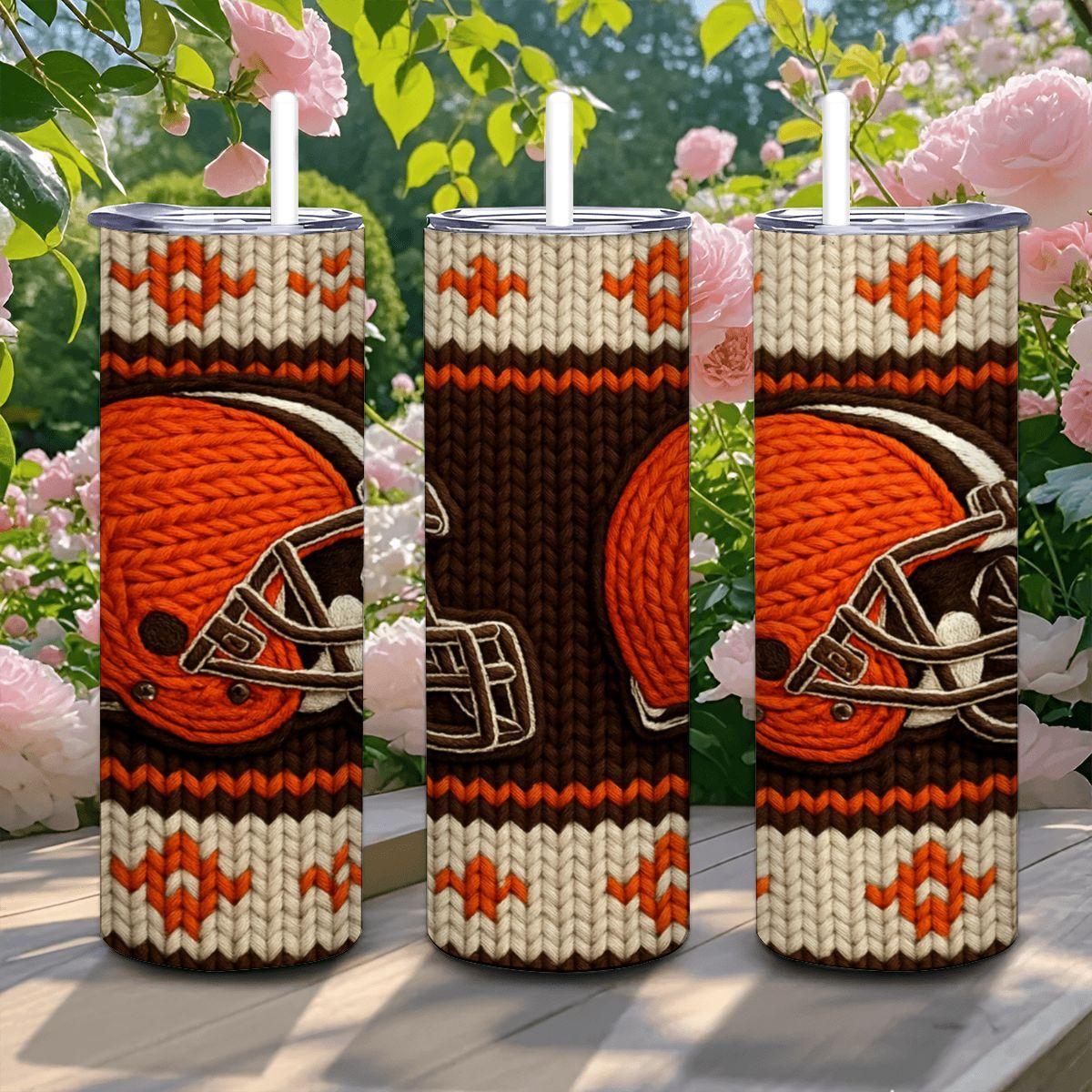 ColorFlow | Cleveland Browns Inspired Seamless Sweater 20oz Skinny Tumbler with Straw