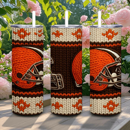 ColorFlow | Cleveland Browns Inspired Seamless Sweater 20oz Skinny Tumbler with Straw