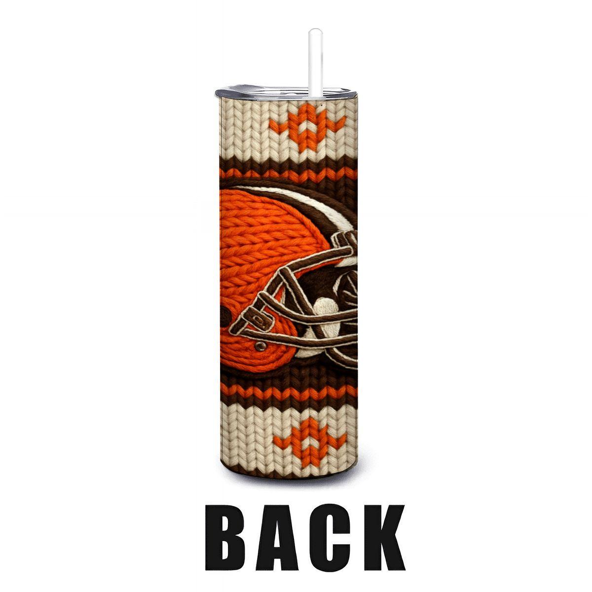 ColorFlow | Cleveland Browns Inspired Seamless Sweater 20oz Skinny Tumbler with Straw