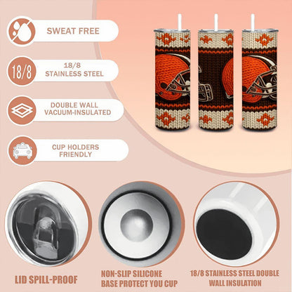 ColorFlow | Cleveland Browns Inspired Seamless Sweater 20oz Skinny Tumbler with Straw