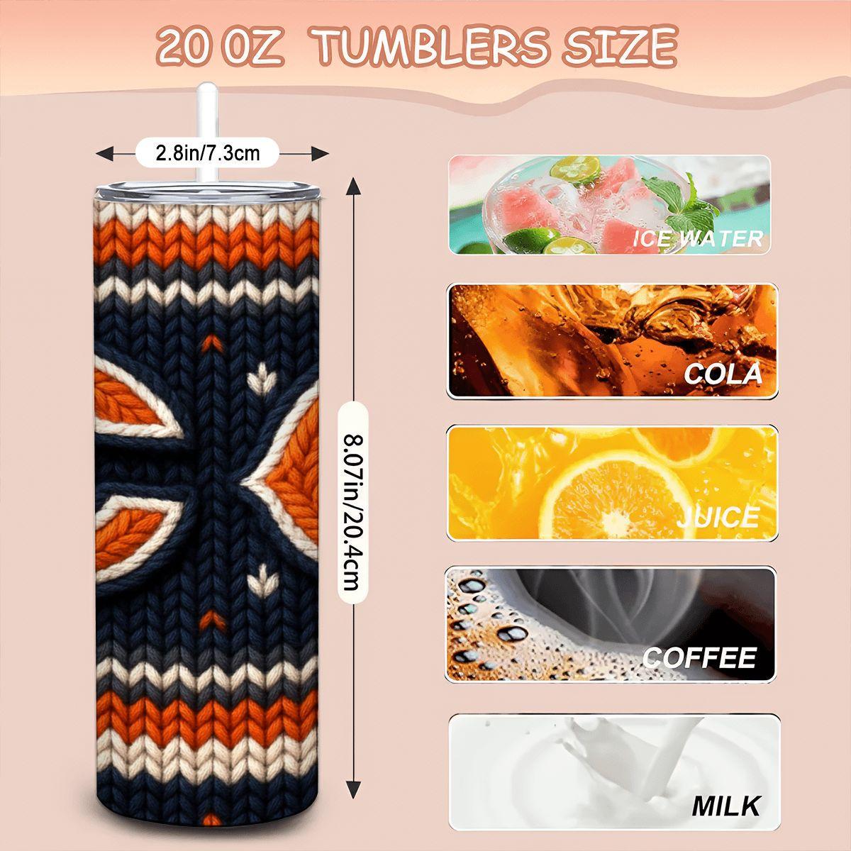 ColorFlow | Chicago Bears Inspired Seamless Sweater 20oz Skinny Tumbler with Straw