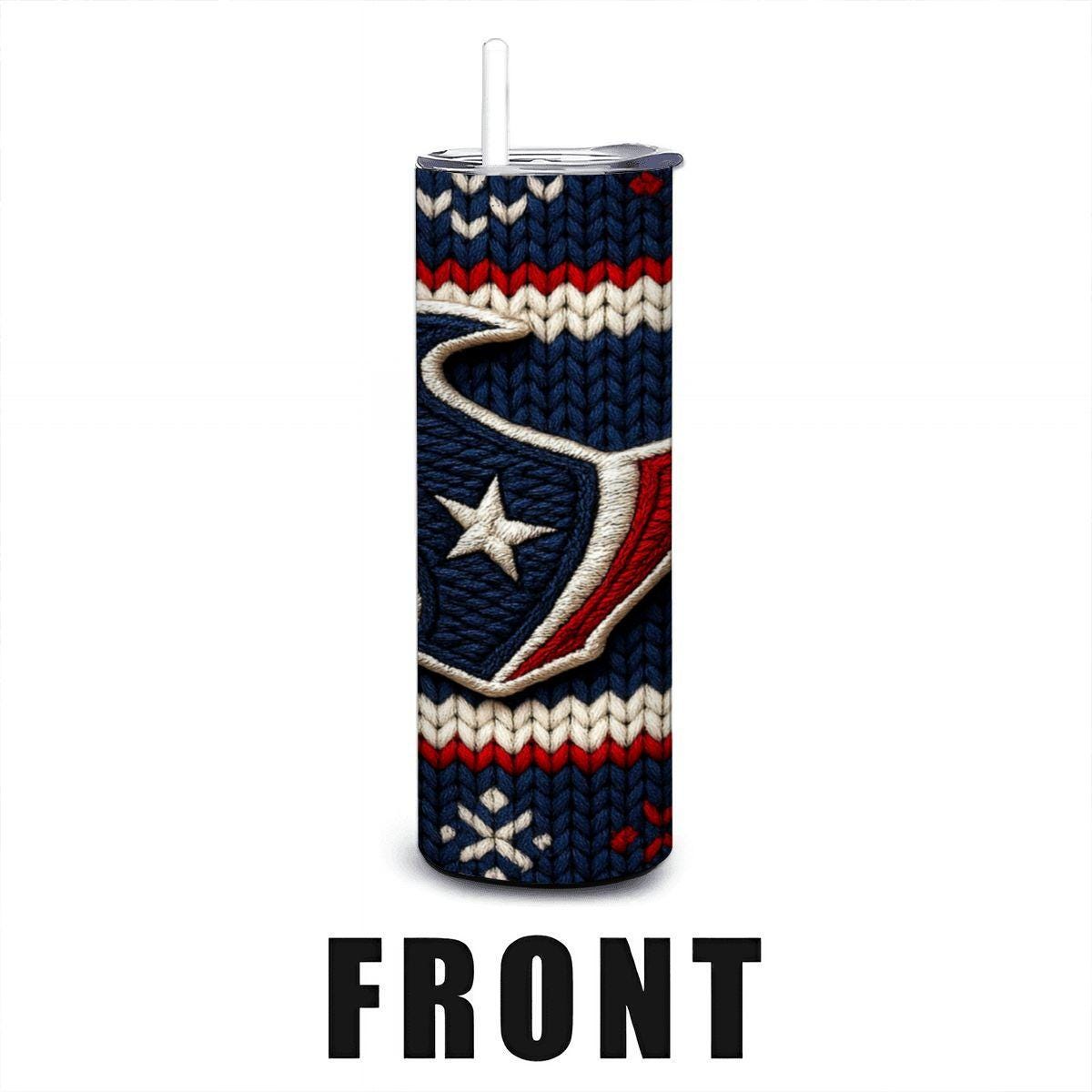ColorFlow | Houston Texans Inspired Seamless Sweater 20oz Skinny Tumbler with Straw