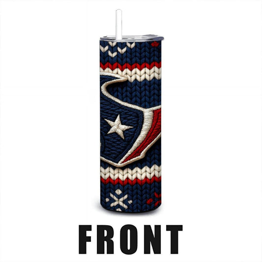 ColorFlow | Houston Texans Inspired Seamless Sweater 20oz Skinny Tumbler with Straw