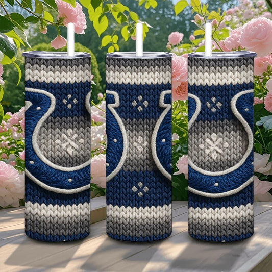 ColorFlow | Indianapolis Colts Inspired Seamless Sweater 20oz Skinny Tumbler with Straw
