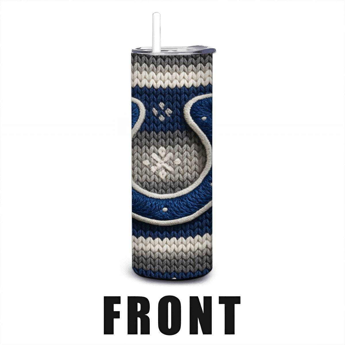 ColorFlow | Indianapolis Colts Inspired Seamless Sweater 20oz Skinny Tumbler with Straw