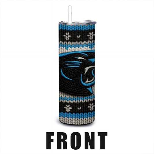 ColorFlow | Carolina Panthers Inspired Seamless Sweater 20oz Skinny Tumbler with Straw