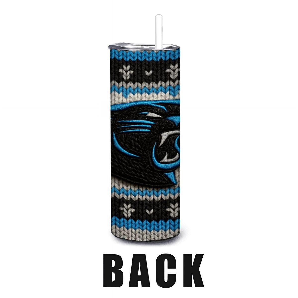 ColorFlow | Carolina Panthers Inspired Seamless Sweater 20oz Skinny Tumbler with Straw